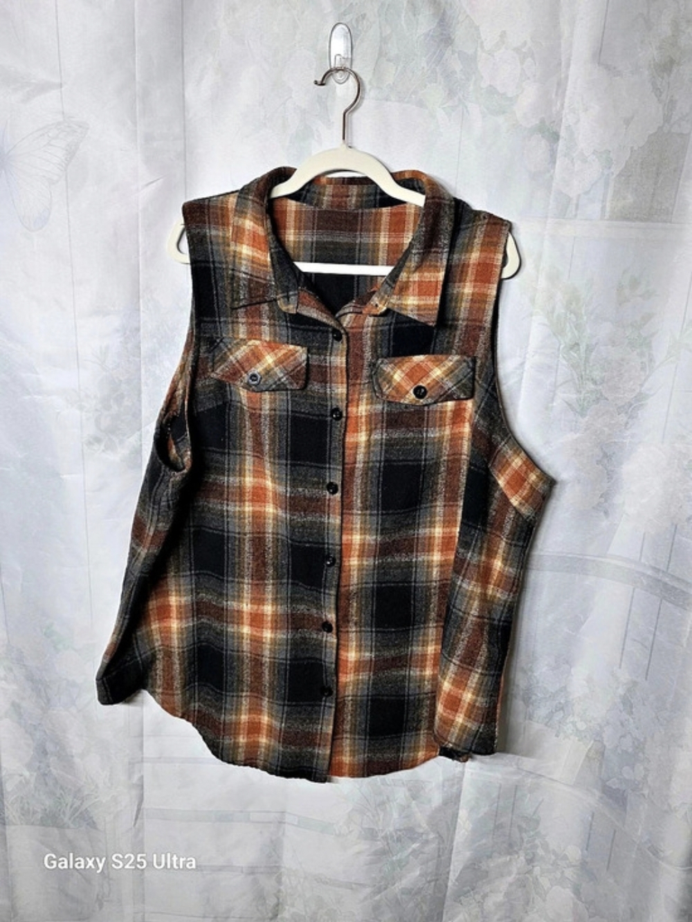 Plaid Vest in Brown & Black Size 5XL